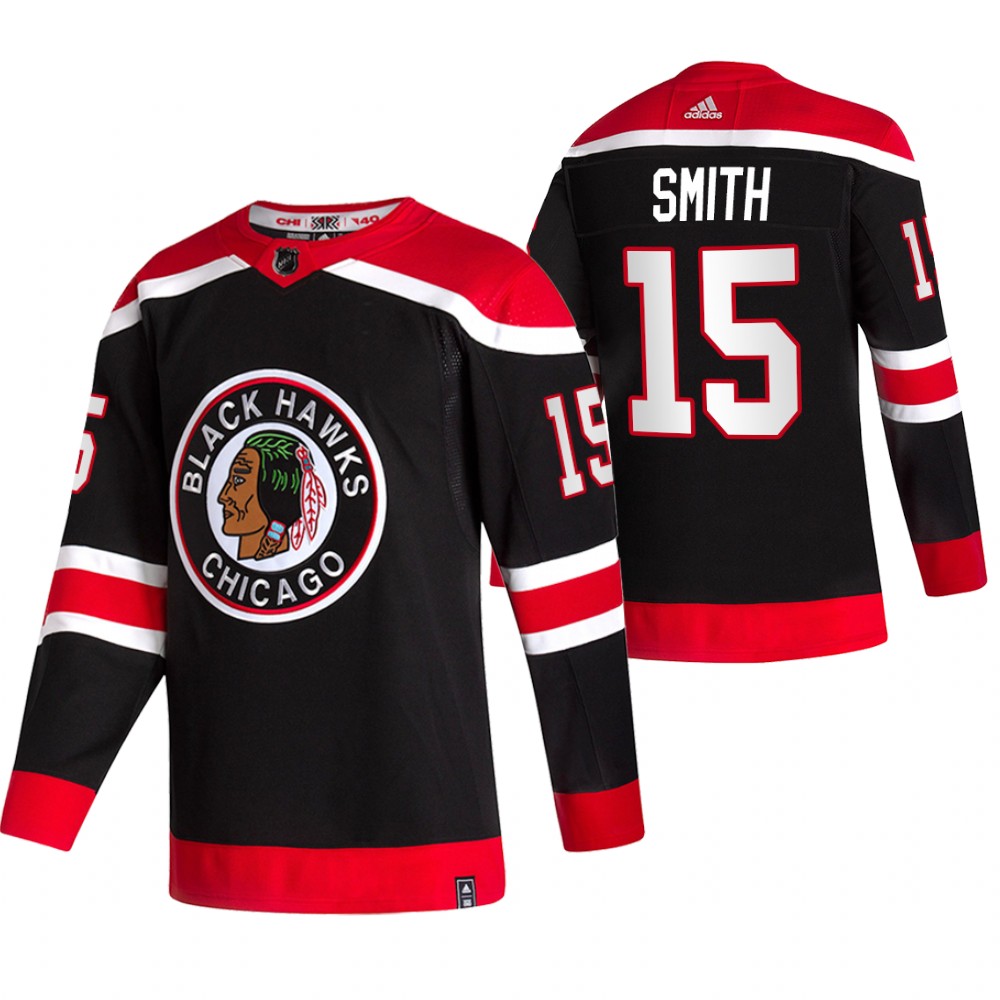 2021 Adidias Chicago Blackhawks #15 Zack Smith Black Men Reverse Retro Alternate NHL Jersey